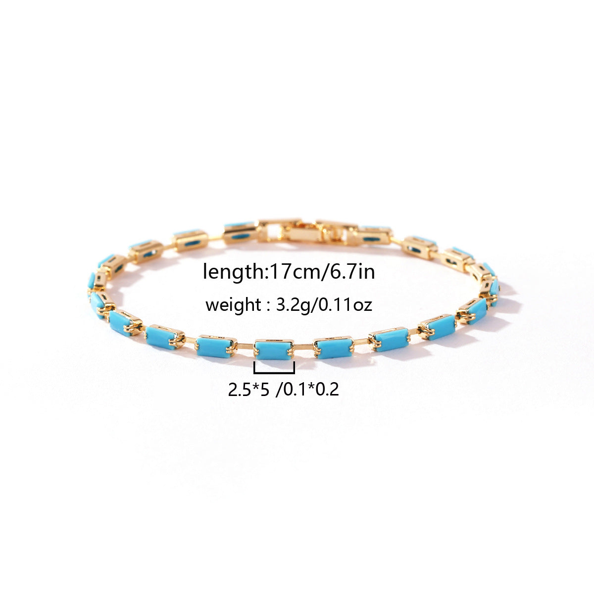Wholesale 18k Gold Plated Zircon Bracelet,  Blue Turquoise Design,  Boutique Jewelry Accessory