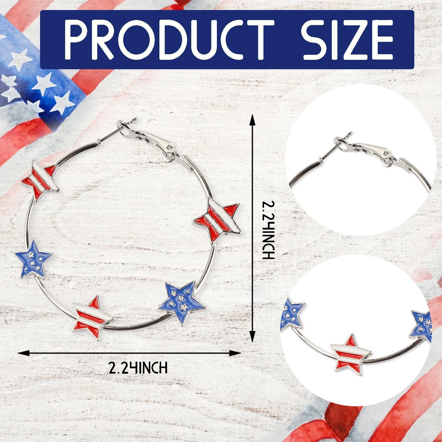 Wholesale five-pointed star Independence Day flag love heart earrings