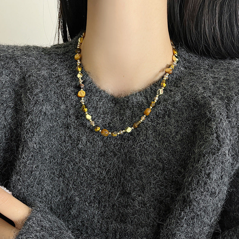 Wholesale  Natural Tiger Eye Beaded Necklace