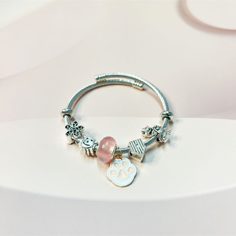 Wholesale  cartoon pendant charm bracelet stainless steel steel bracelet