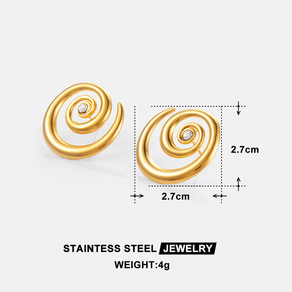 Wholesale Ocean Conch Rhinestone Pearl Earrings Stainless Steel Statement Ear Studs Fashion Accessory