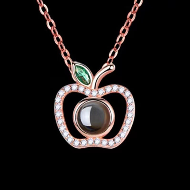 Wholesale Apple Shaped Projection Love Language Necklace