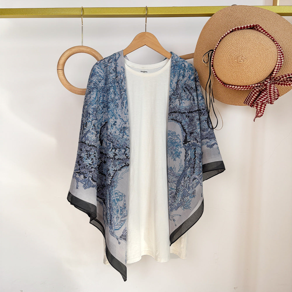 Wholesale Silk Cotton with Sun Protection 105cm Silk Scarf