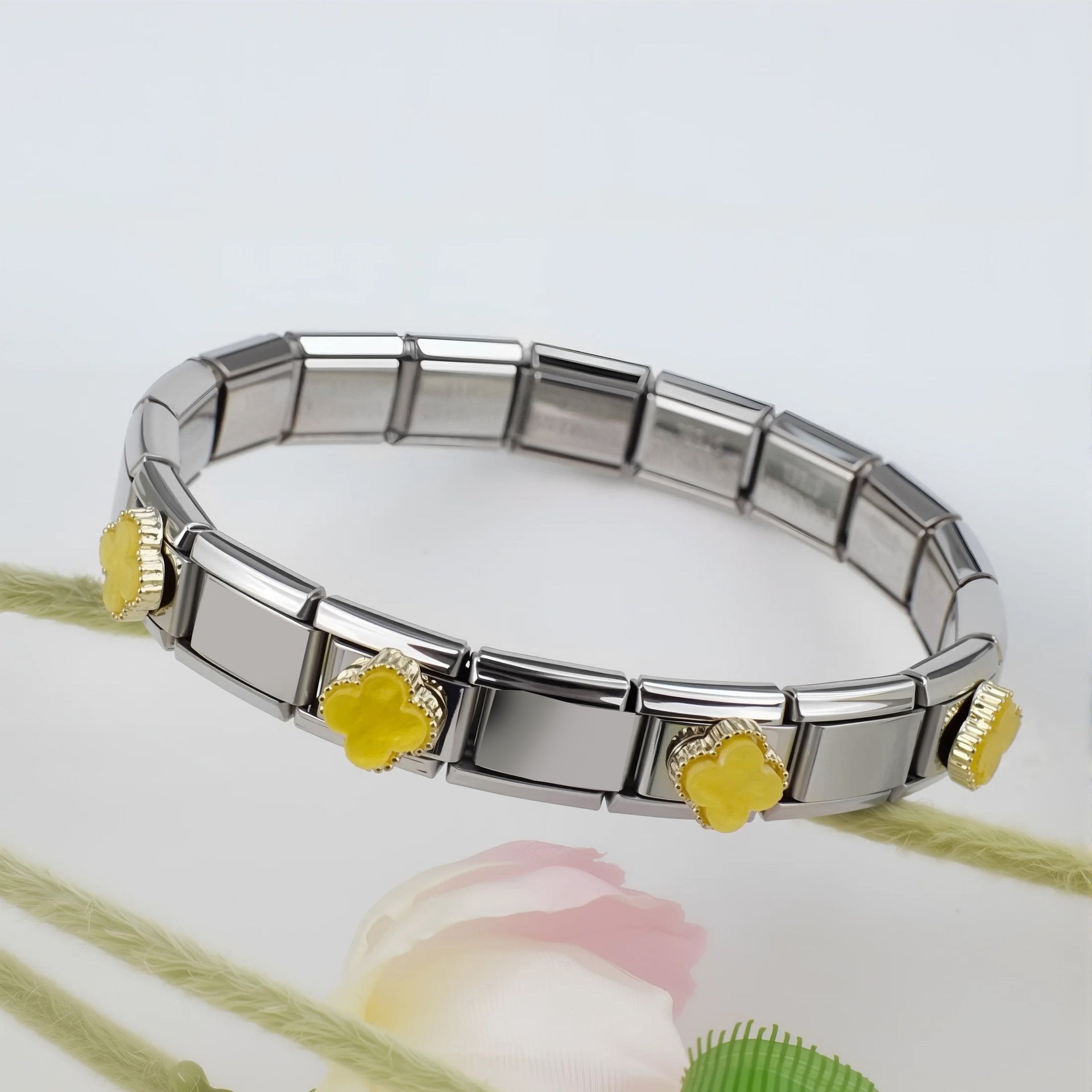 Wholesale 5pcs/pack Nature Italian Charms Single Section Creative Stainless Steel Composable Bracelet