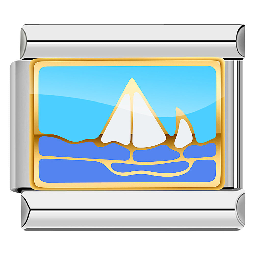 Wholesale 9mm Italian Charm Starter Bracelets DIY square Single Section Creative Stainless Steel Composable Bracelet