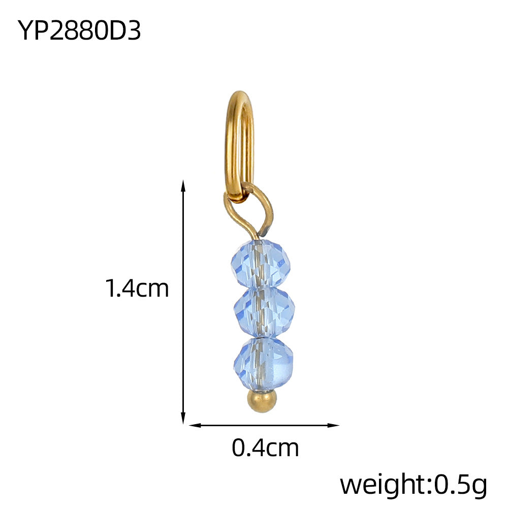 Wholesale Stainless steel with oval circle three beads beaded DIY pendant