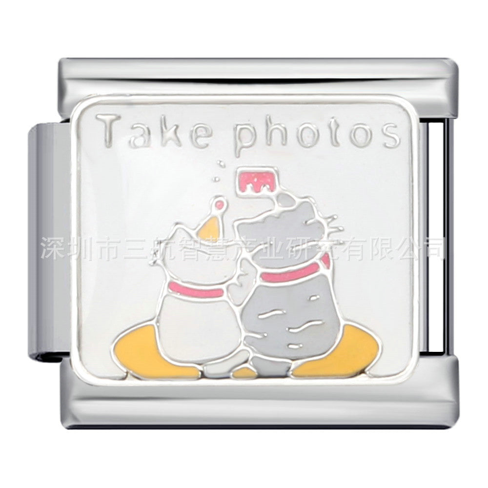 Wholesale 5pcs Italian Charm Bracelet 9mm DIY Splicing Beach Field Sunset Stainless Steel Composable Bracelet