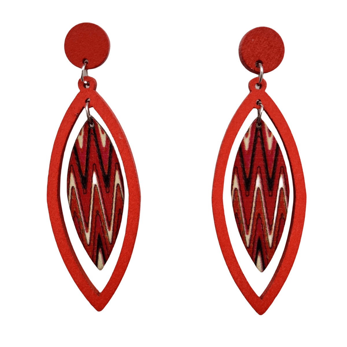 Wholesale Exaggerated Red Wood Leaf Vintage Earrings ACC-ES-FX067