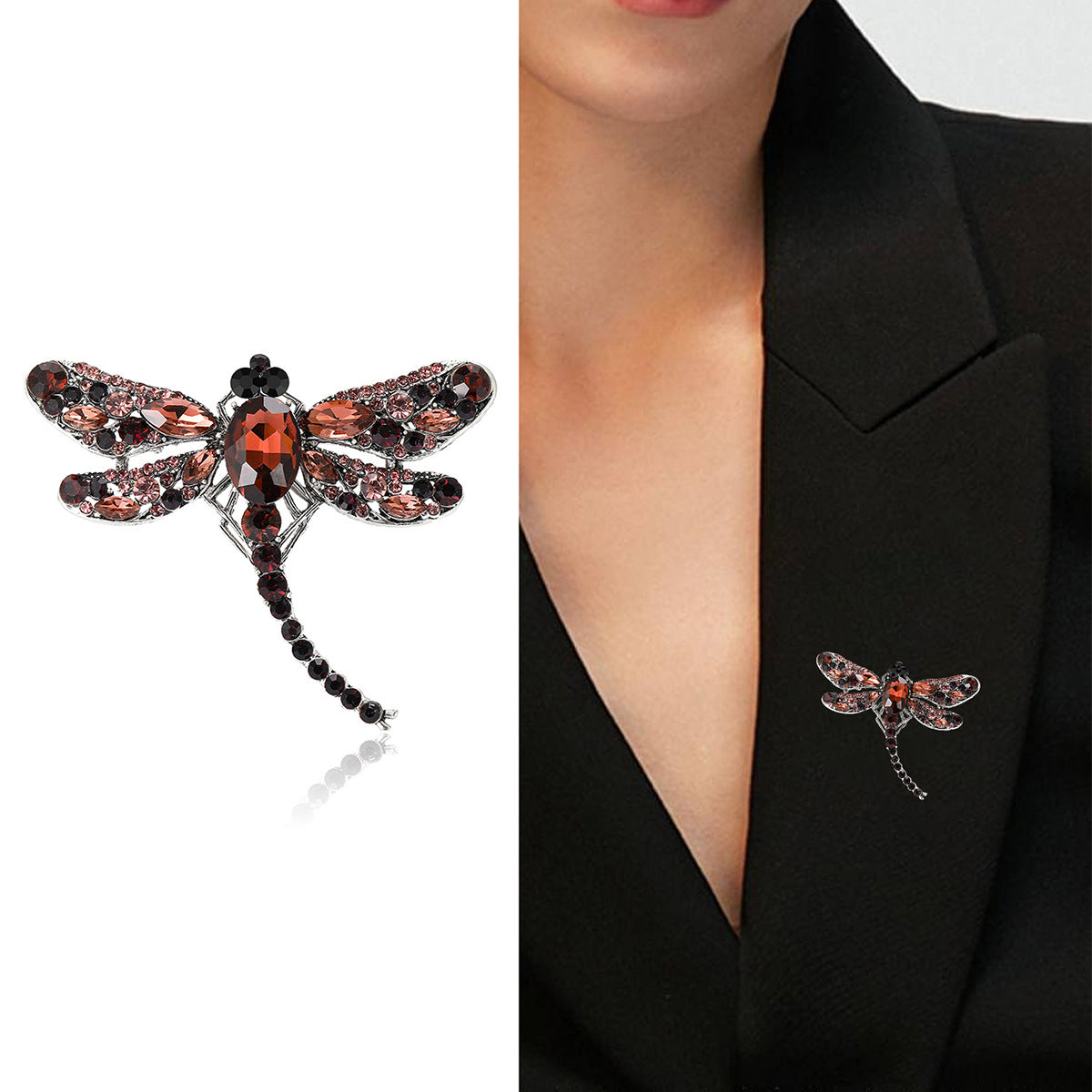 Wholesale Trendy Women S Dragonfly Brooch Pin Alloy Rhinestone Corsage Party Jewelry Accessory