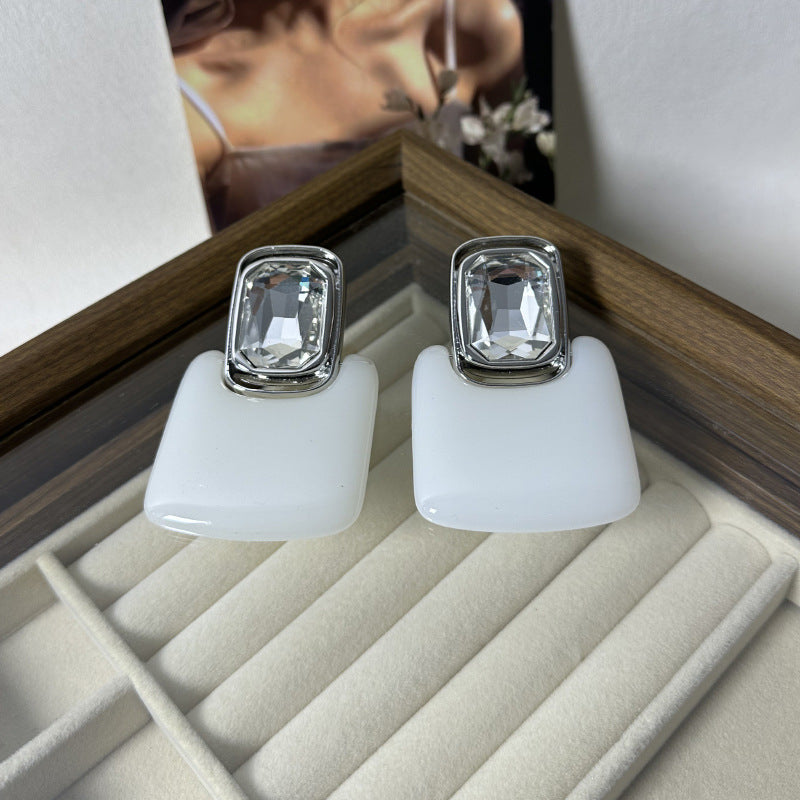 Wholesale  Geometric Square Gem Earrings Retro Simple Stylish Earrings