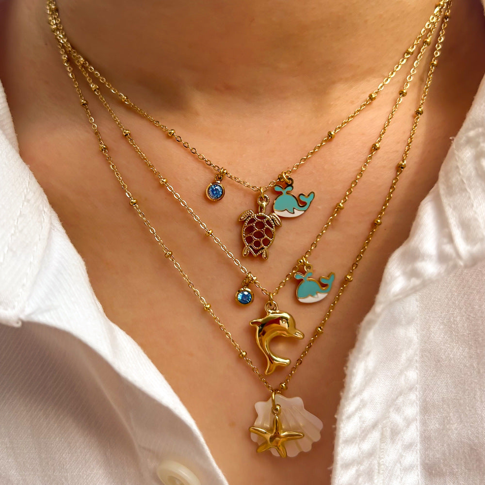 Wholesale Ocean Series 14K Gold Stainless Steel Necklace