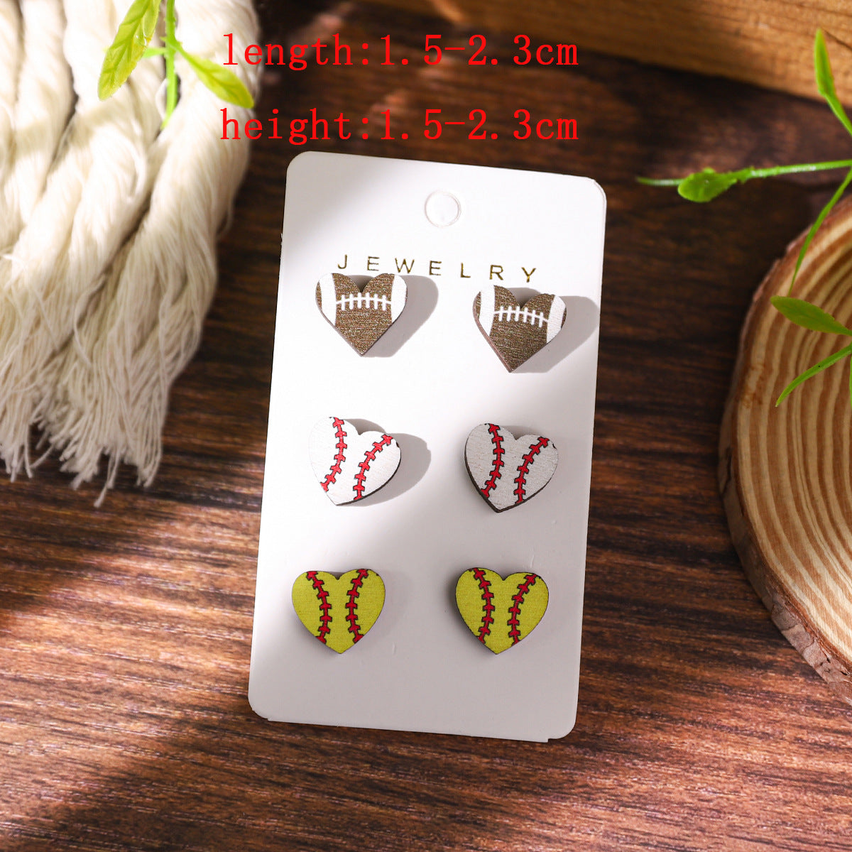 Wholesale Sports Series Baseball Wooden Earrings