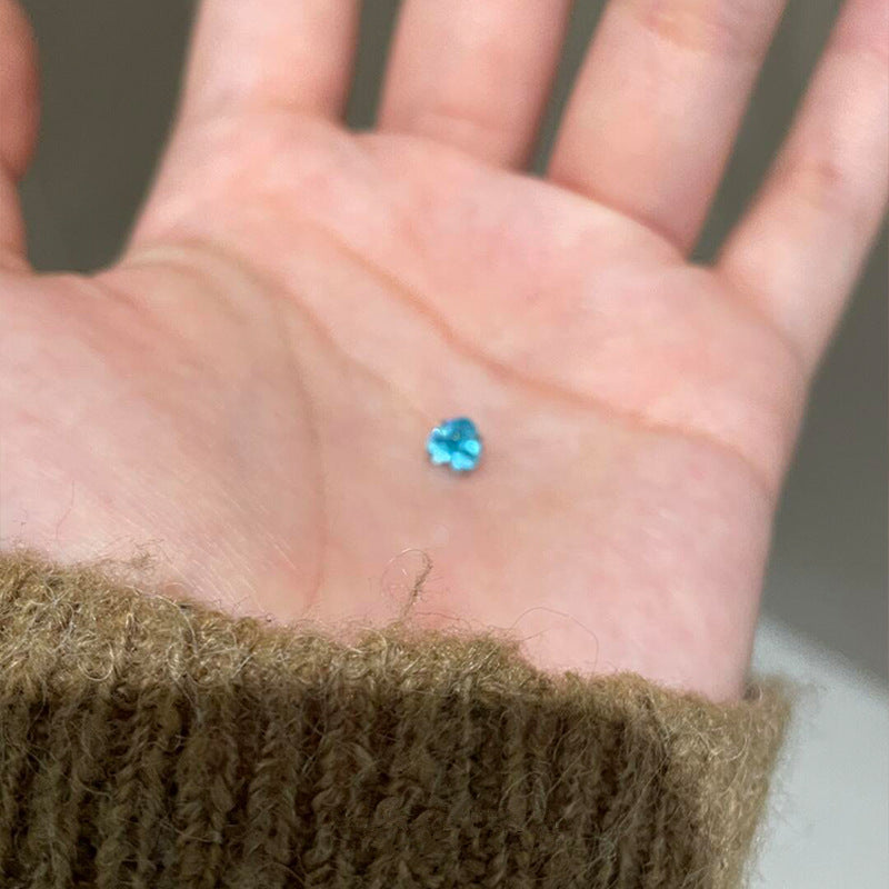 Wholesale Titanium Steel Blue Love Zircon Ear Nail  Earring