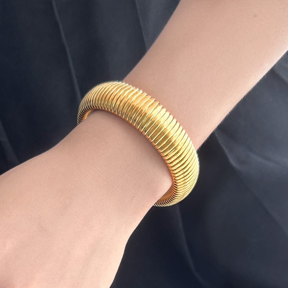 Wholesale Elastic Bracelet Stainless Steel Bracelets 18K Gold Plated Bracelet ACC-BT-Yueshi006