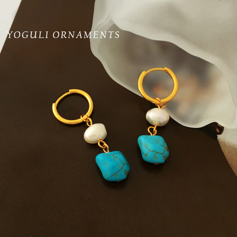 Wholesale irregular blue turquoise earrings