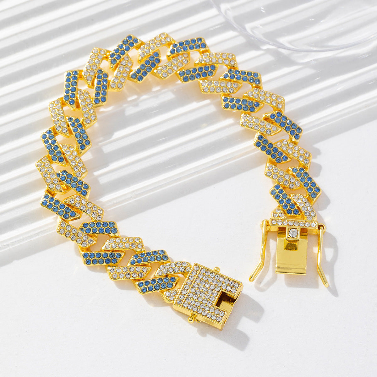 Wholesale Hip-hop Style Bracelet 12mm Alloy Full Diamond Cuban Chain Men's Bracelets ACC-BT-MeiWeite001