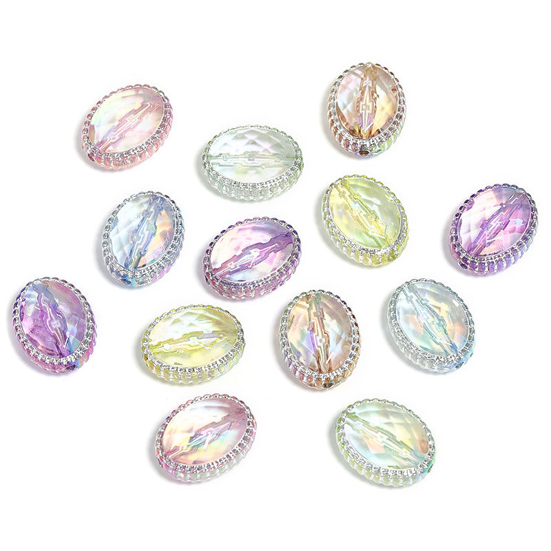 Wholesale 100pcs Acrylic Colorful Mysterious Magic Mirror Oval Beaded Diy Accessories ACC-BDS-BLG101