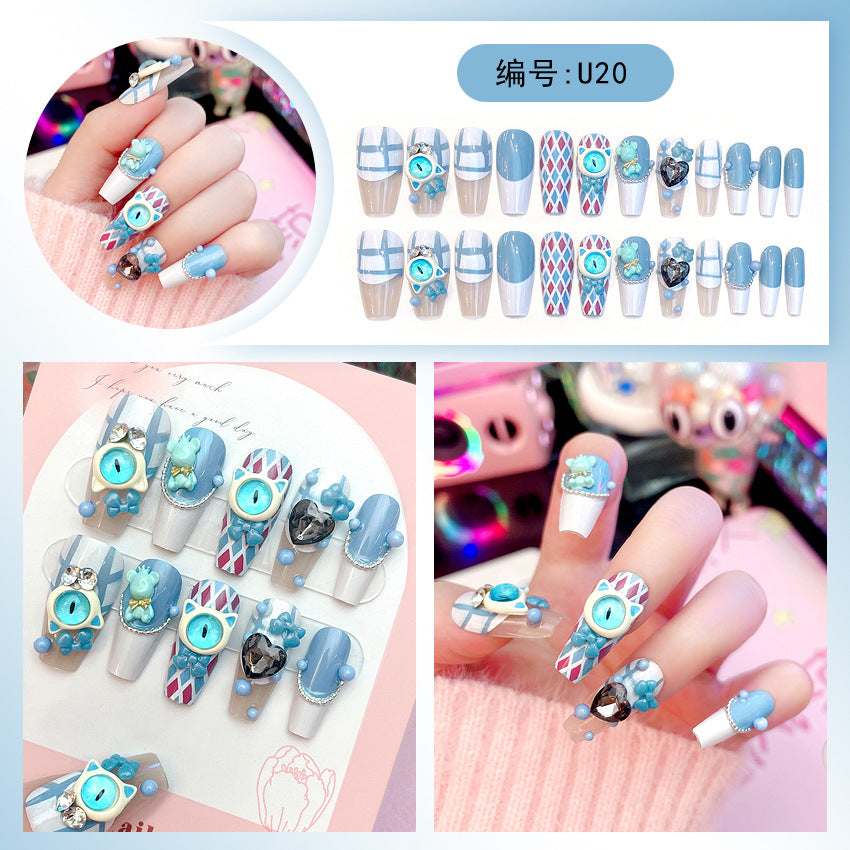 Wholesale 24 Pieces/box Large Diamond Nail Patches Press-on Nails Kits Nail Stickers ACC-NS-DiNa004