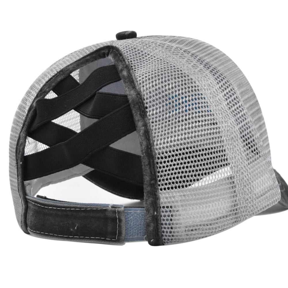 Wholesale Embroidered Hat Baseball Cap Three-dimensional Peaked Cap Cross Ponytail ACC-HT-DeXun001