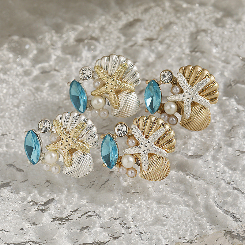 Wholesale Glass Gem Starfish Earrings