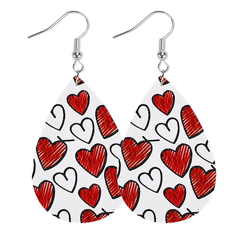 Wholesale PU leather heart-shaped earrings
