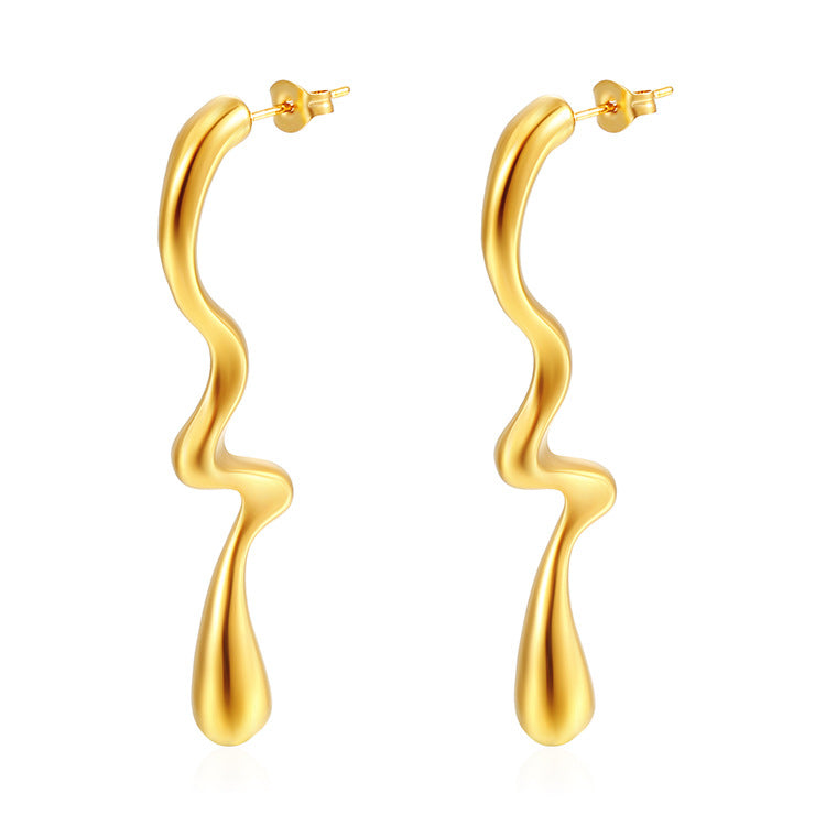 Wholesale Stainless steel 18K gold teardrop earrings