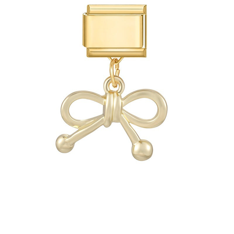 Wholesale Gold Bow Dog Pendant DIY Bracelet - Chic Fashion Accessory Gift