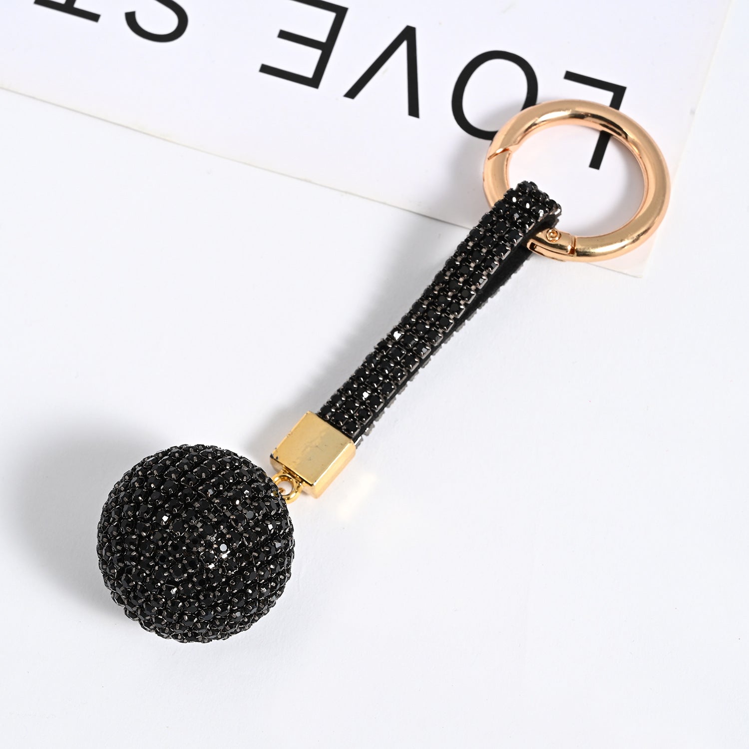Wholesale PU Rhinestone Claw Chain Ball Keychain