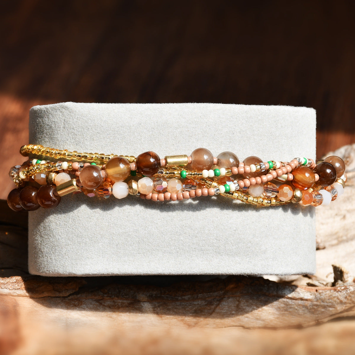 Wholesale Geometric Multi-Layer Woven Colorful Crystal Bead Bracelet,  Women' s Fashion Jewelry Gift for Boutique Resale