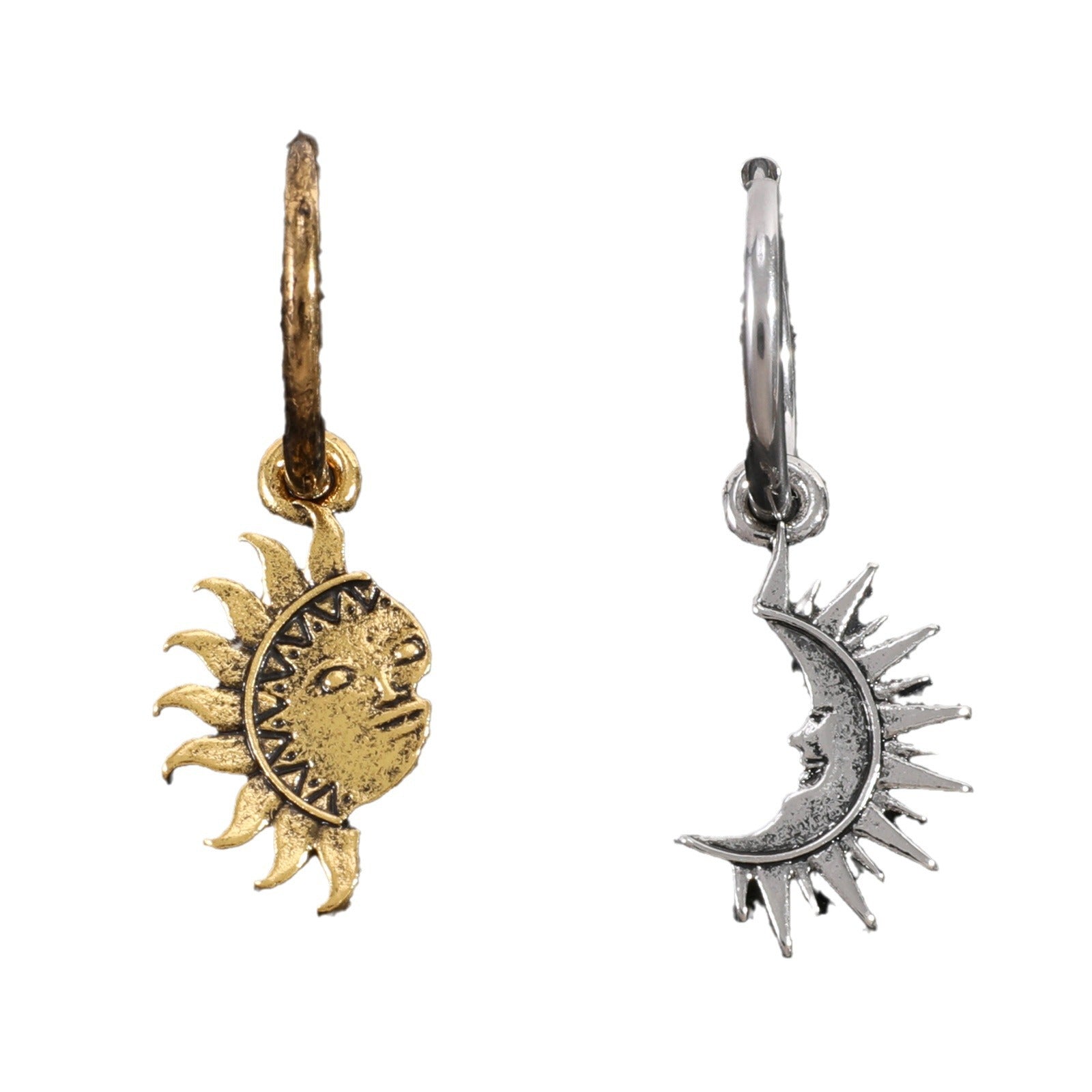 Wholesale  sun moon asymmetric couple earrings