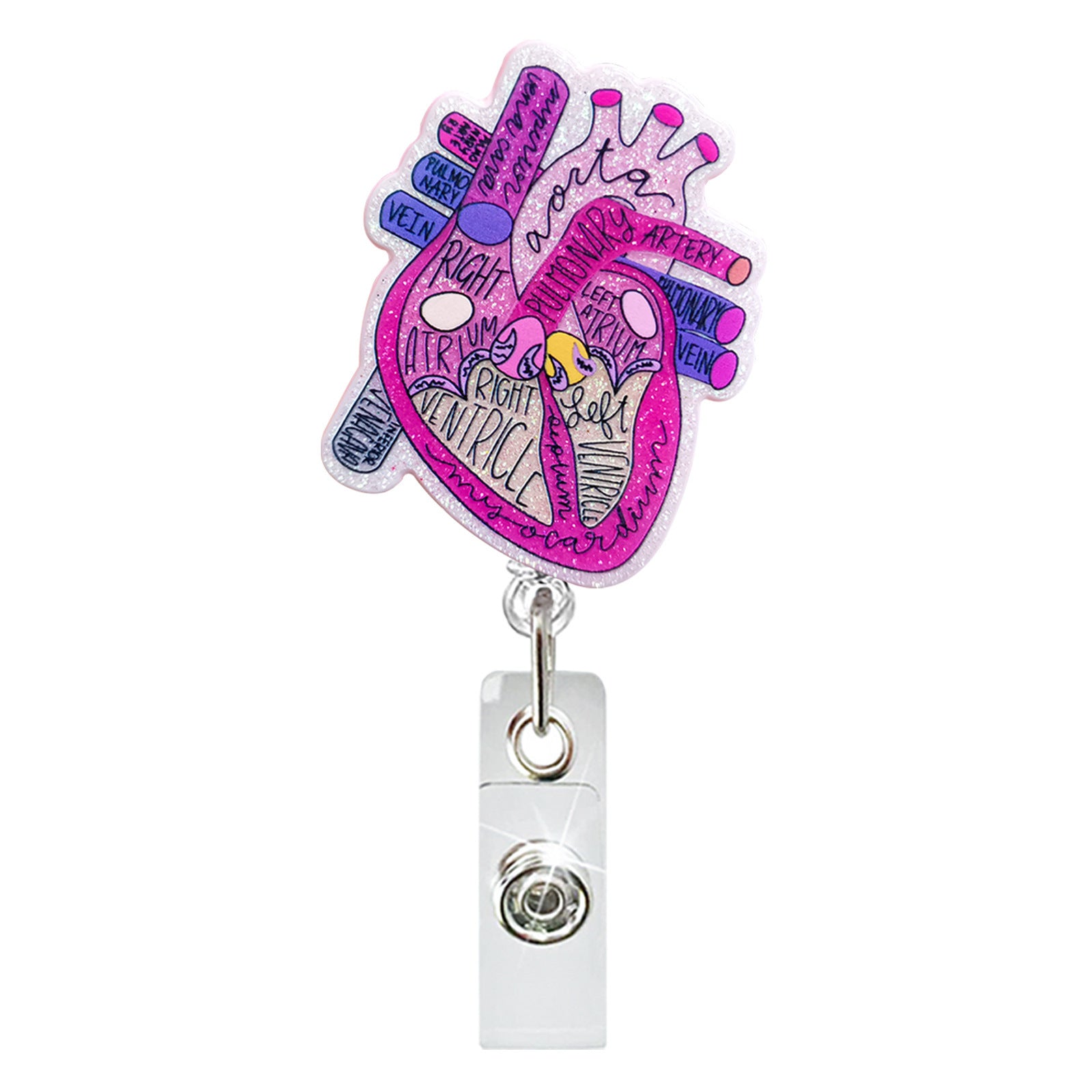 Wholesale Heart Pattern Acrylic Badge Scroll Easy Stretch Shrink Keychain ACC-KC-BoYan004