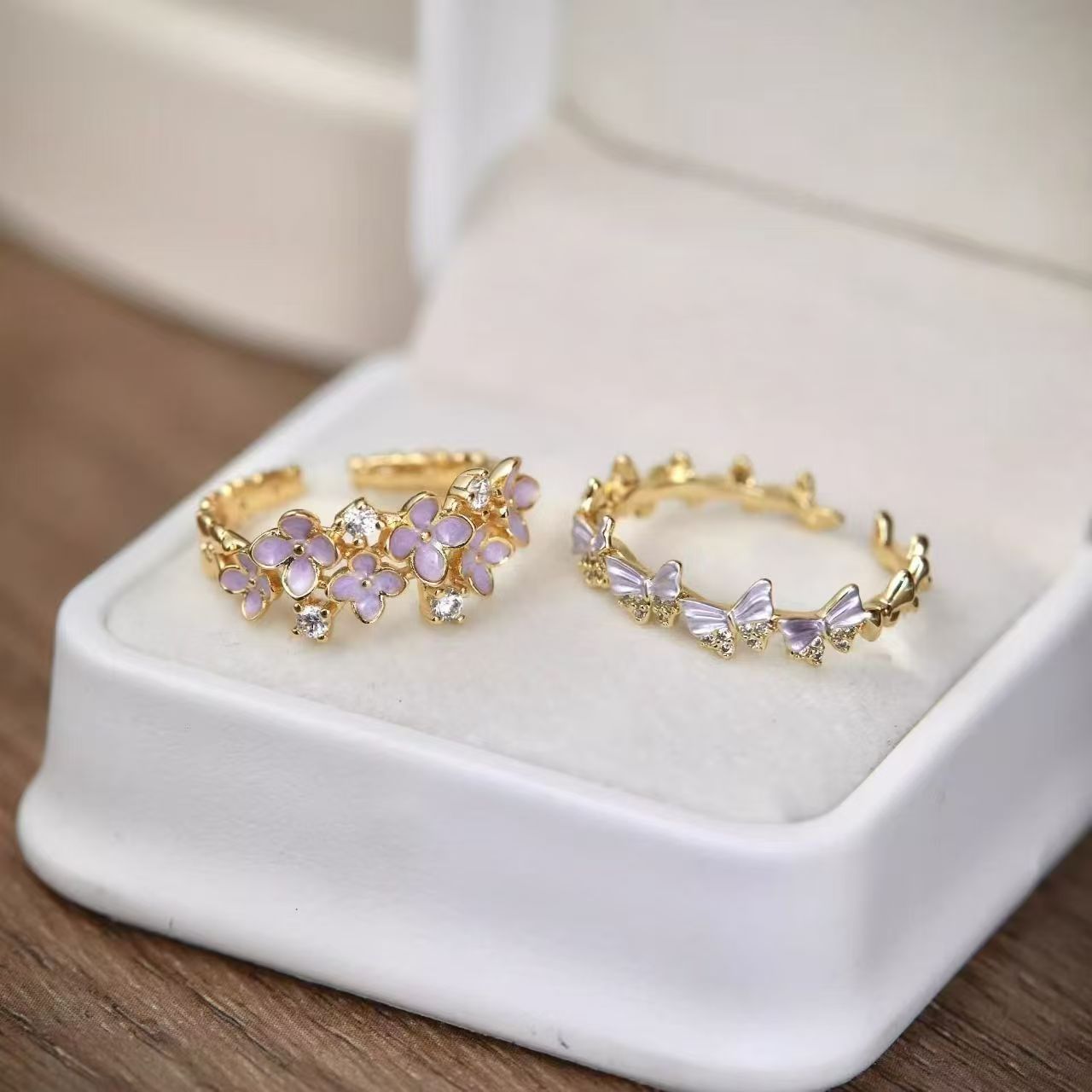 Wholesale Enamel Butterfly Flower Ring In Retro Purple Fairy Style Women S Alloy Ring Chic Jewelry Accessory For Party Or Daily Wear