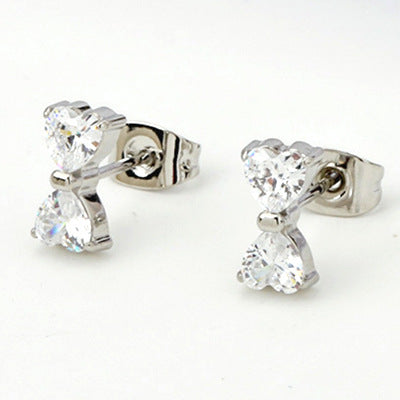 Wholesale Stainless steel heart-shaped butterfly flower zircon man-made pearl earrings