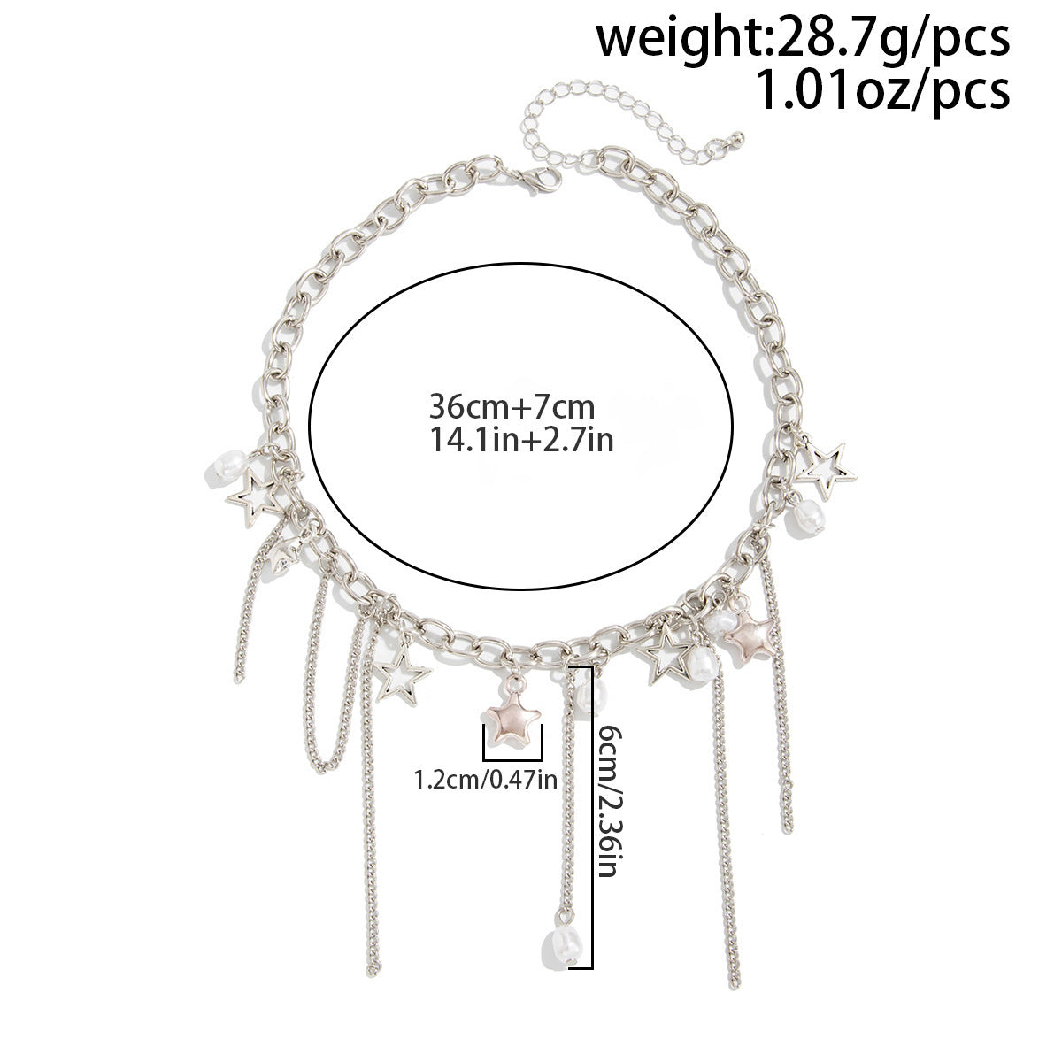 Wholesale Edgy Star Pendant &  Pearl Tassel Alloy Clavicle Necklace