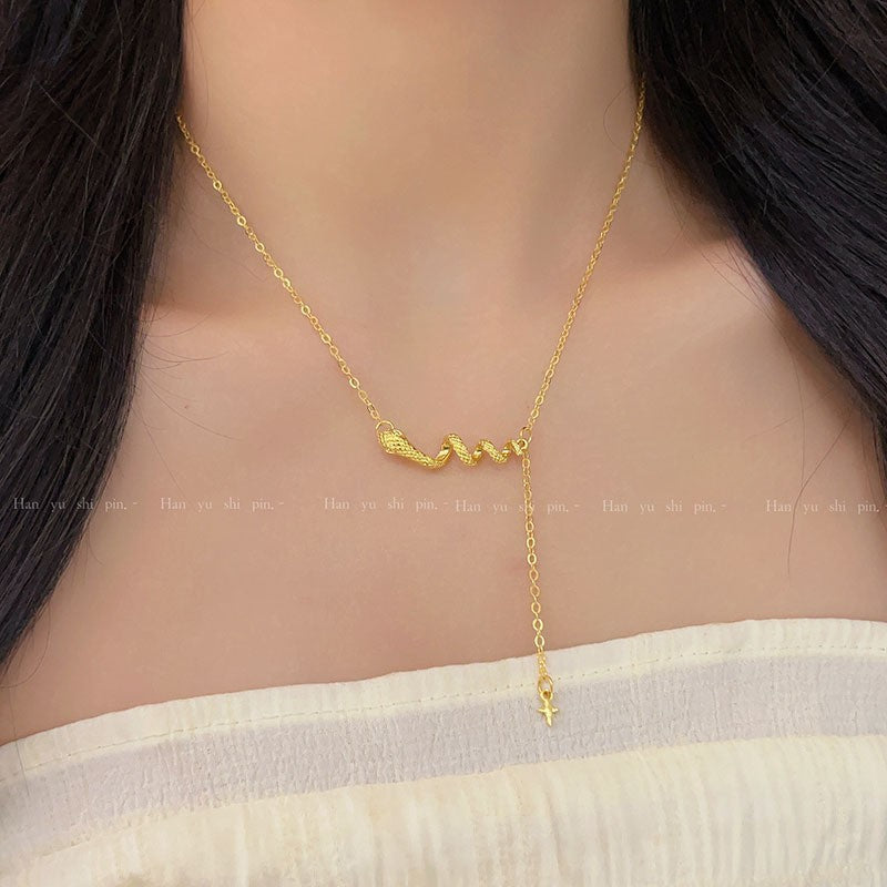 Wholesale Double-layer chain snake-shaped pendant necklace