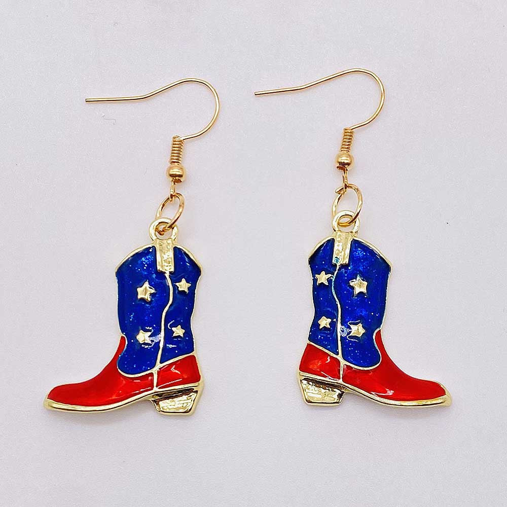 Wholesale American Independence Day Heart Pentagram Cross Earrings ACC-ES-CY011