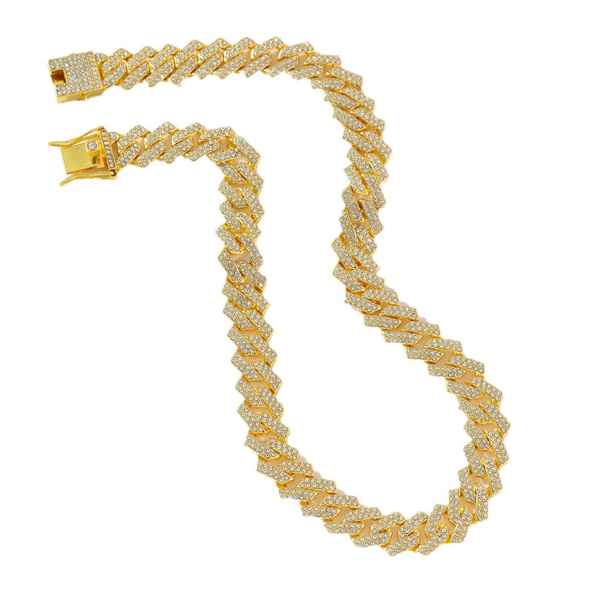 Wholesale Hip-hop Style Alloy Full Diamond Diamond Cuban Chain Men's Necklace ACC-NE-MeiWeite001