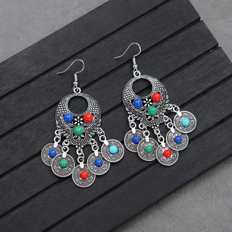 Wholesale Retro Ethnic Earrings Boho Tassel Stud Earrings Bohemian Vintage ACC-ES-Luox009