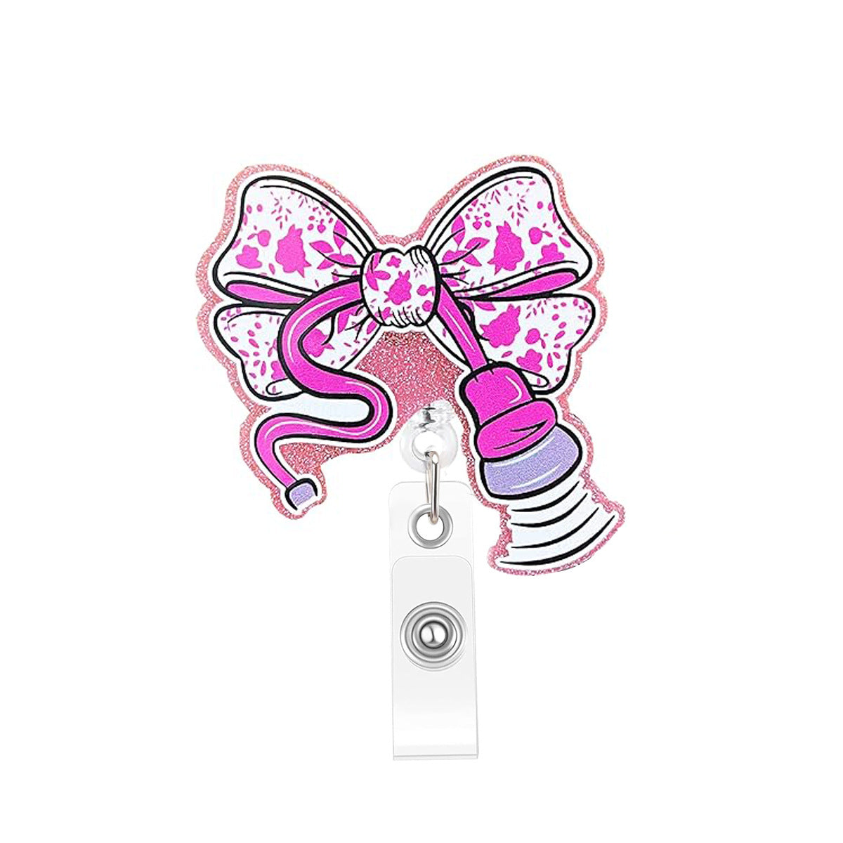 Wholesale  retractable acrylic English rotating clip Badge Reels