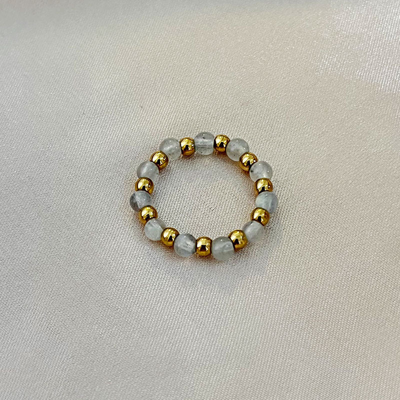 Wholesale stainless steel steel ball elastic natural stone  ring