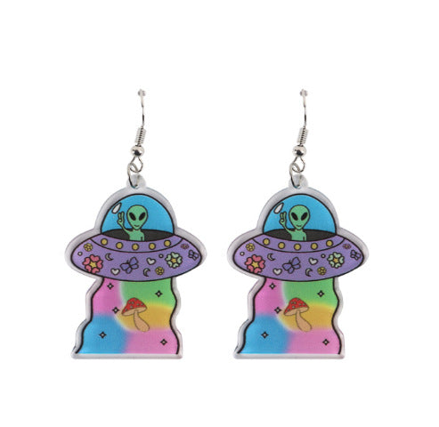 Wholesale Acrylic UFO Earrings – Punk Style Fashion Accessory for Boutique Resale