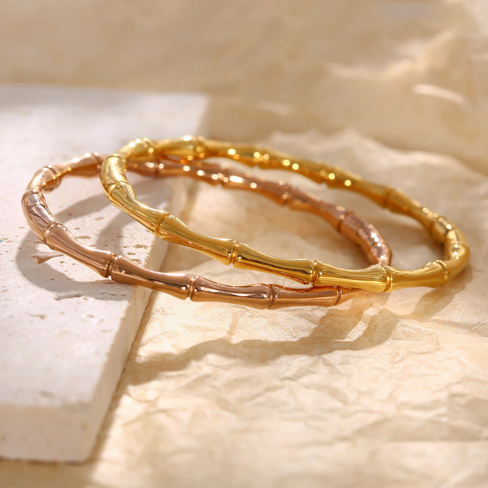 Wholesale Gold Bamboo Titanium Steel Bracelets Plain Bracelet ACC-BT-YiSheng002
