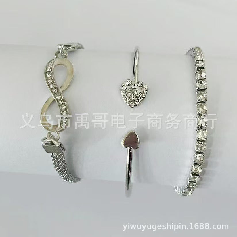 Wholesale Bohemian Hollow Heart Moon Geometric Alloy Bracelet 5-Piece Set Fashion Accessory Gift