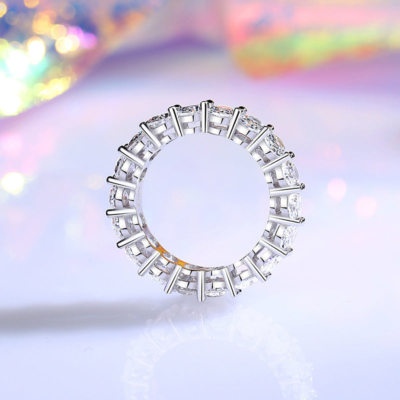 Wholesale S925 silver Diamond-embedded eight hearts and eight arrows zircon row ring