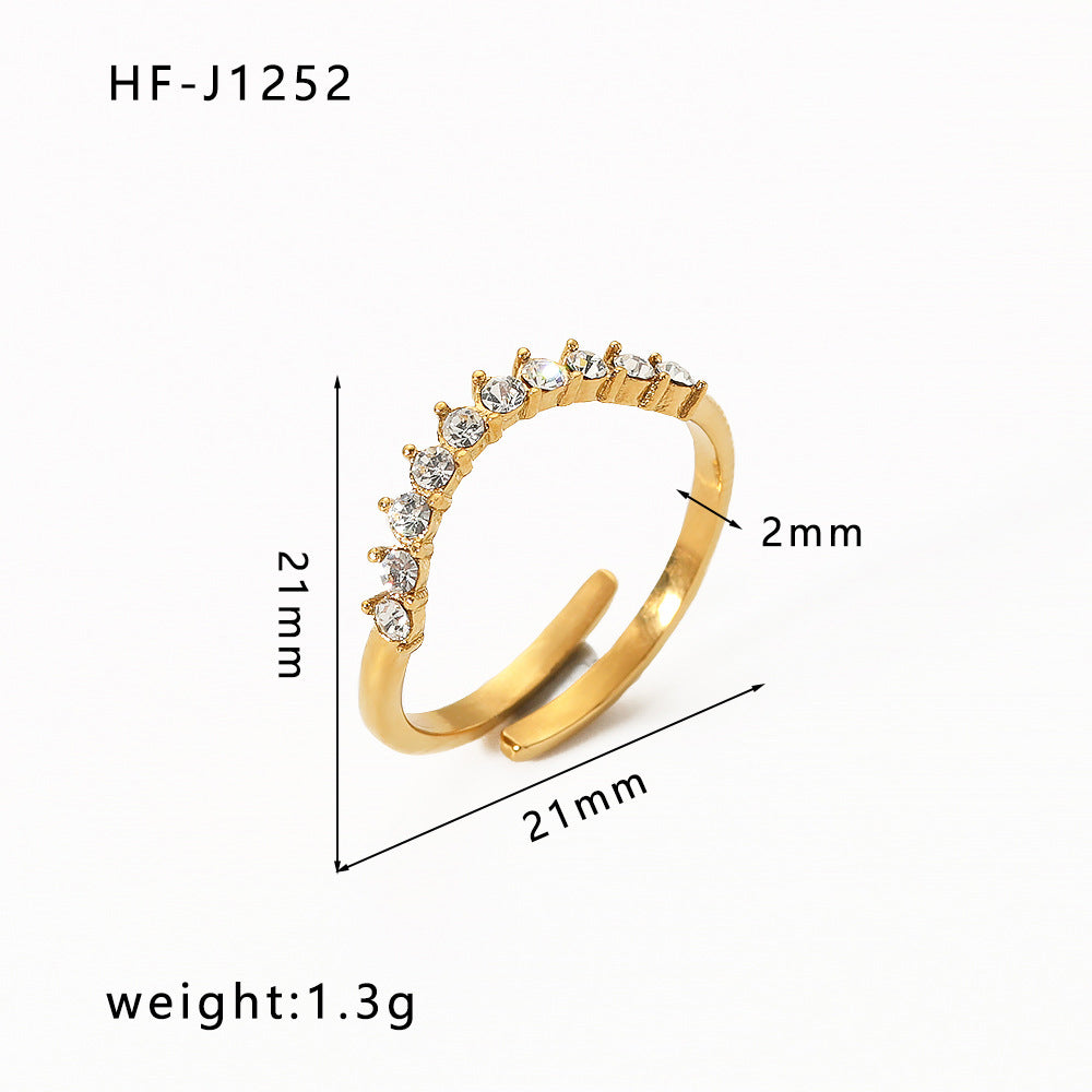 Wholesale Inlaid Zircon Open Adjustable 18k Gold Plated Stainless steel Rings ACC-RS-Xiny006