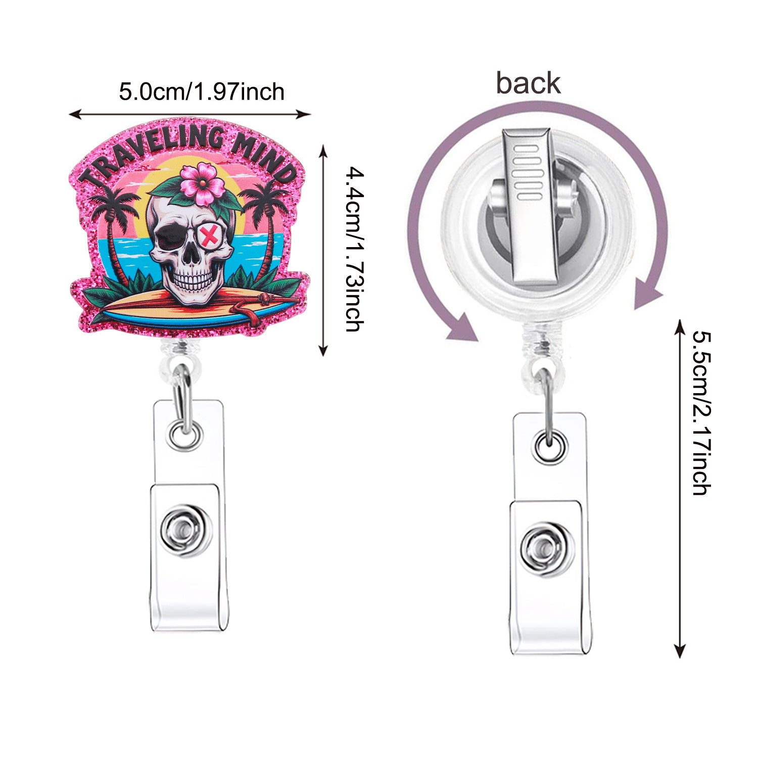 Wholesale  Badge Reel with Retractable Clip,  Acrylic ID Badge Holder with Crocodile Clip,  Boutique Gift Accessory