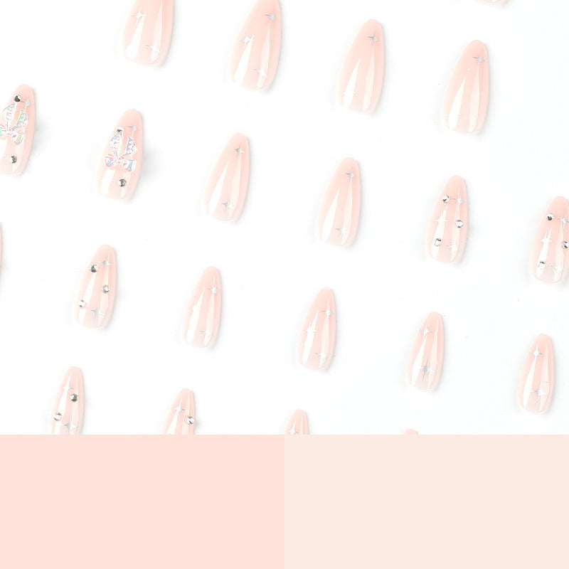 Wholesale 24 Pieces/box Bowknot Rhinestone Press-on Nails Kits Nail Stickers ACC-NS-LeFan070