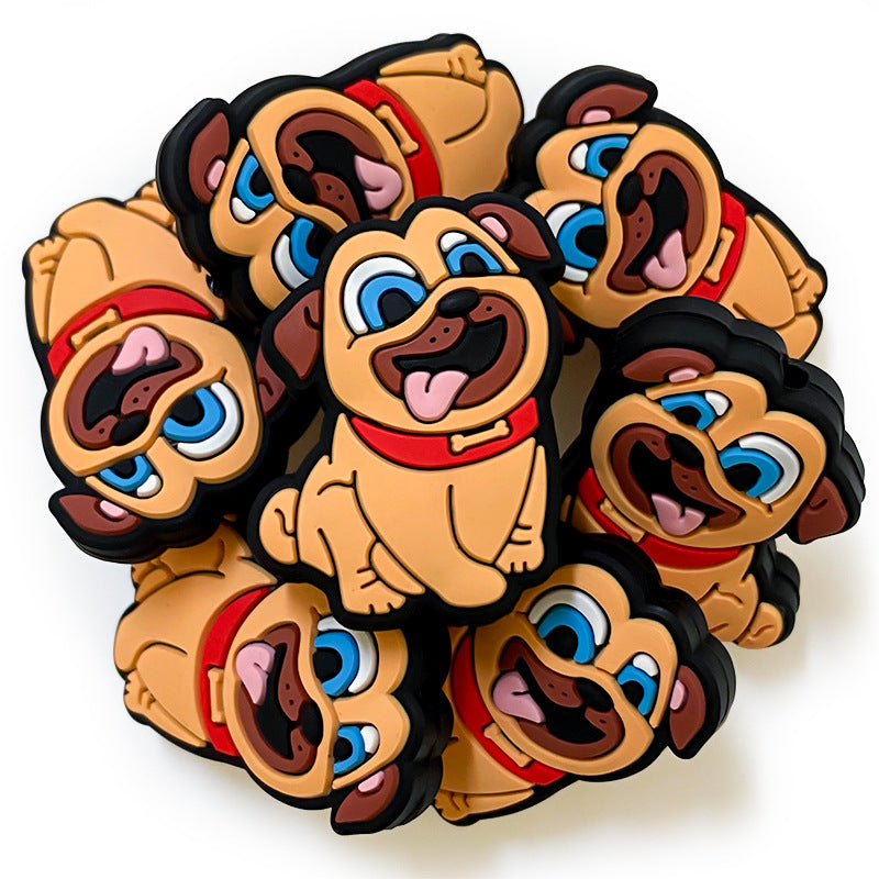 Wholesale 10pcs Animal Puppy Food Grade Cartoon Beads Focal Beads DIY Accessories ACC-BDS-WDX070