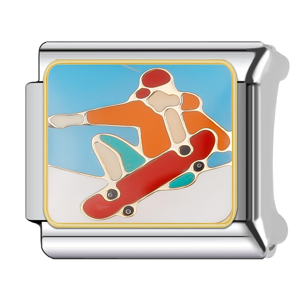 Wholesale Italian Charm Bracelet 9mm DIY Splicing Leisure Sports Stainless Steel Composable Bracelet