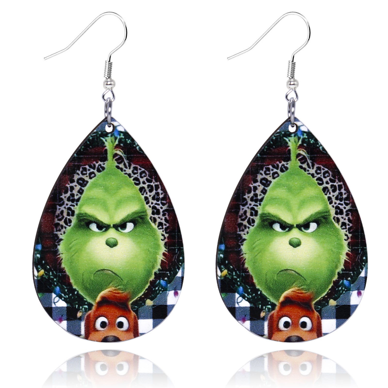 Wholesale Christmas Wooden Earrings Christmas Tree Santa Claus Green-Haired Monster Earrings